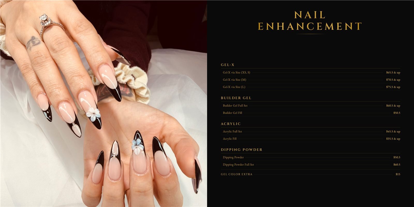 Nail Enhancement menu and pricing
